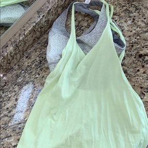 Neon yellow tank top with built in sports bra